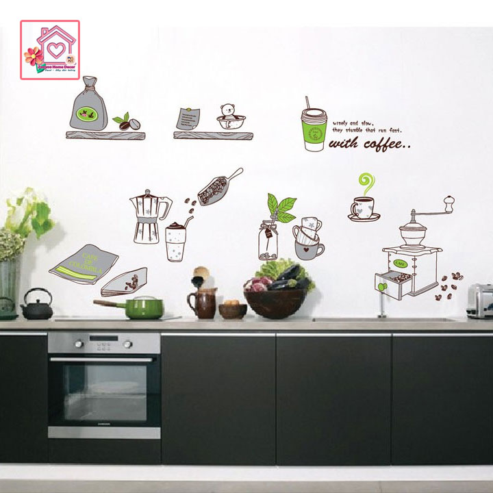 Decal dán tường dán bếp Món ăn bữa ăn sáng AY7029 trang trí tường phòng khách phòng ngủ - Sticker - Miếng dán tường - Hình dán