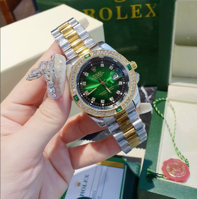 Đồng hồ nữ đẹp, Đồng hồ Rolex Mặt Đính Đá Ruby cao cấp sang trọng quý phái