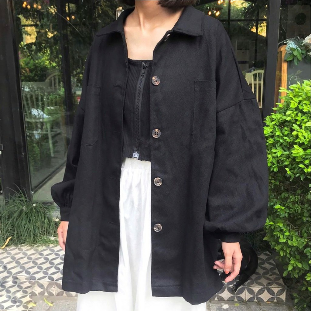[HCM][FREESHIP] Áo khoác kaki Nữ quốc dân Unisex Form rộng tay bó chất vải kaki dày thoáng mát bền đẹp