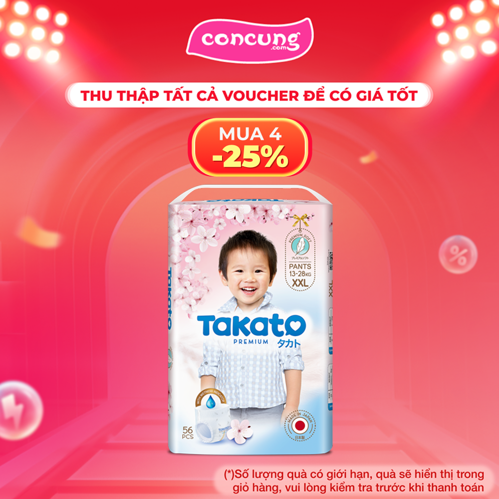 Tã quần Nhật Bản Takato siêu mèm mại (XXL, 56 miếng)