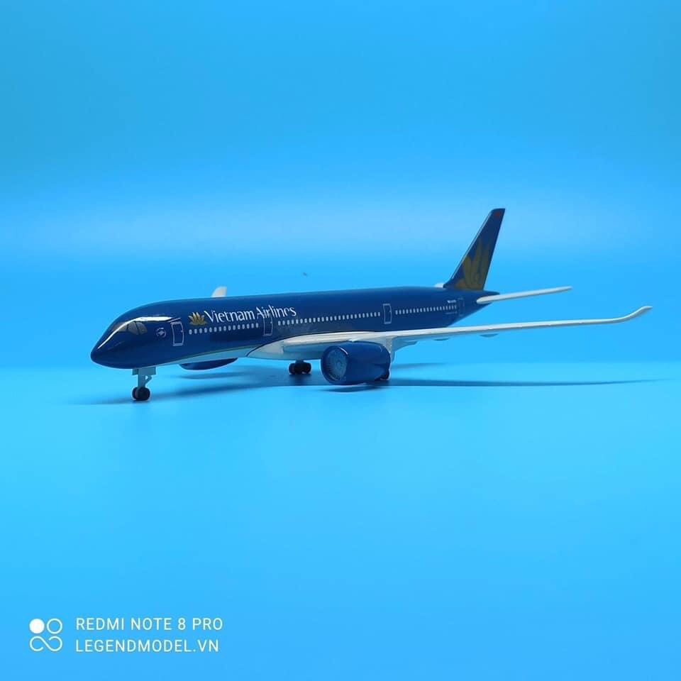 (Video) Mô hình máy bay Airbus A380 Korean Air (20cm) Hàn Quốc - Xanh  - Kèm đế trưng bày đẹp