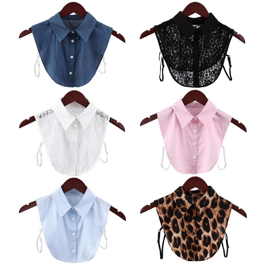 COME Đồ cũ Phụ nữ Đàn ông Leopard Grain Cao bồi Cổ điển Ve áo Bông Phụ kiện quần áo Áo blouse giả cổ áo Áo sơ mi giả cổ áo