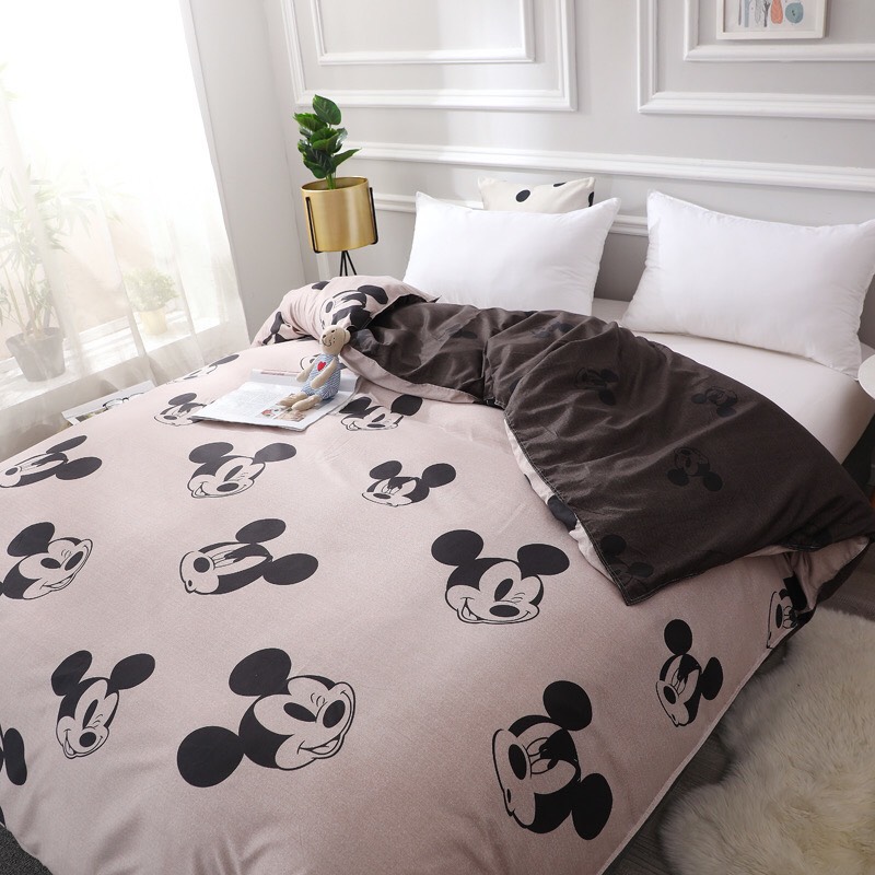 Trọn Bộ 4 Món Cotton Poly Nhập Mẫu MICKEY GHI