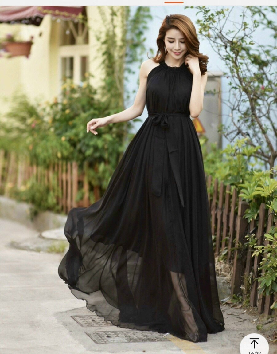 Đầm suông cổ yếm thắt nơ eo-TD#damnu