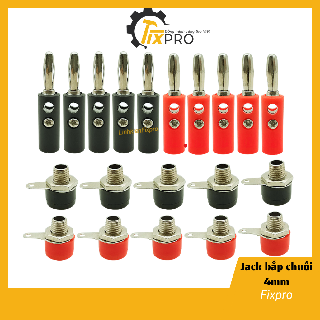 [5 cặp] Đôi jack bắp chuối cái 4mm đực+cái chất lượng tốt