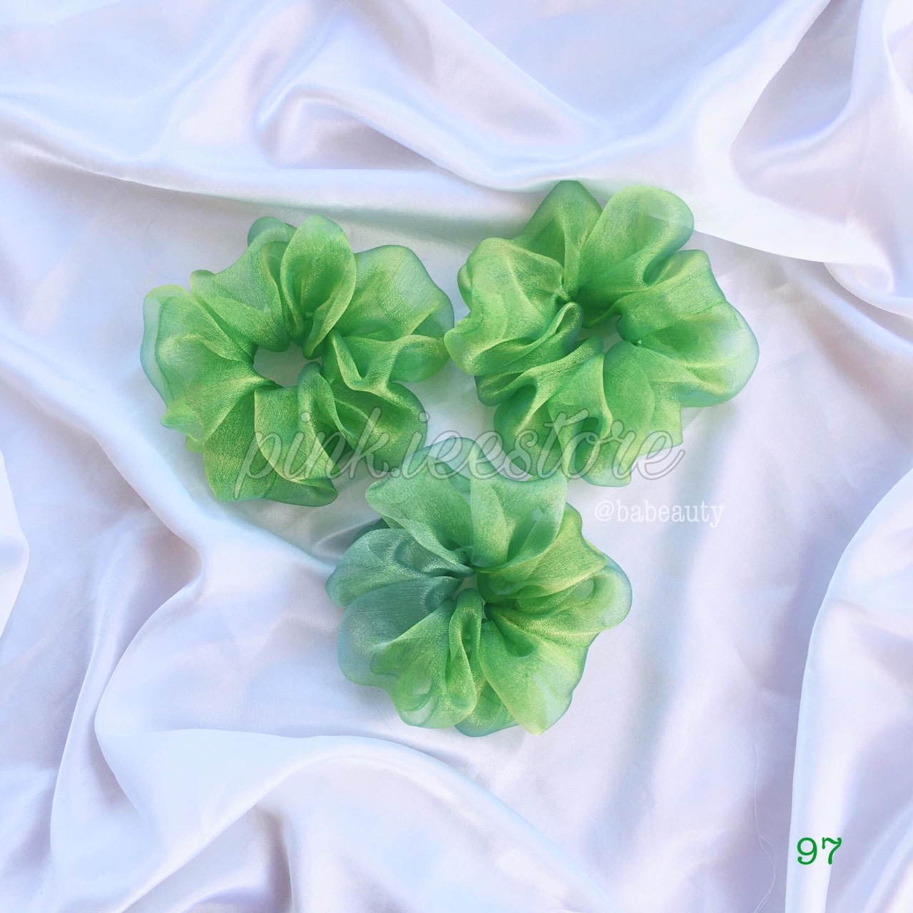 SCRUNCHIES VON KÍNH XANH ÁNH VÀNG - CỘT TÓC HOTTREND
