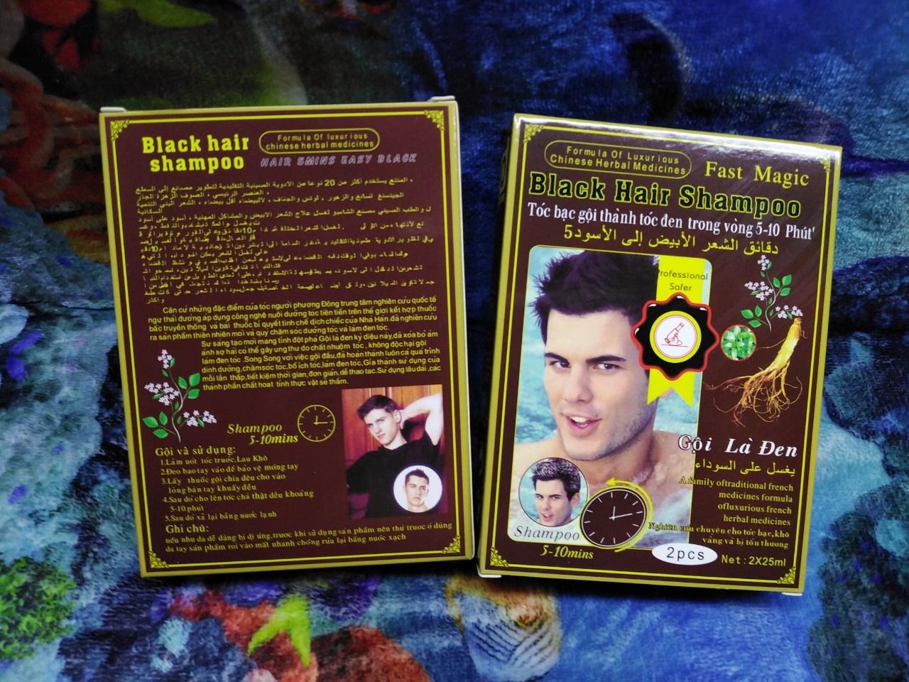 Dầu gội là đen hộp 2 gói fast magic - pn