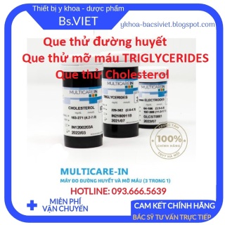 Que thử đường huyết- mỡ máu TRIGLYCERIDES- Cholesterol dùng cho máy đo đường huyết 3 trong 1 Multicarein chính hãng Ý thumbnail