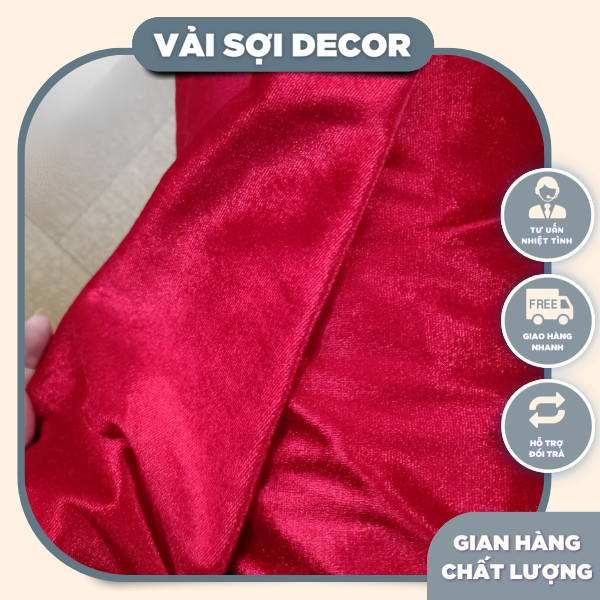 Vải nhung màu xanh rêu và đỏ cờ ( vai nhung 5m x 1,5m)