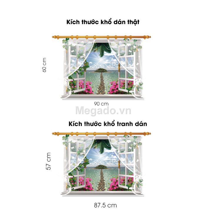 DECAL DÁN TƯỜNG CỬA SỔ HỒ NƯỚC