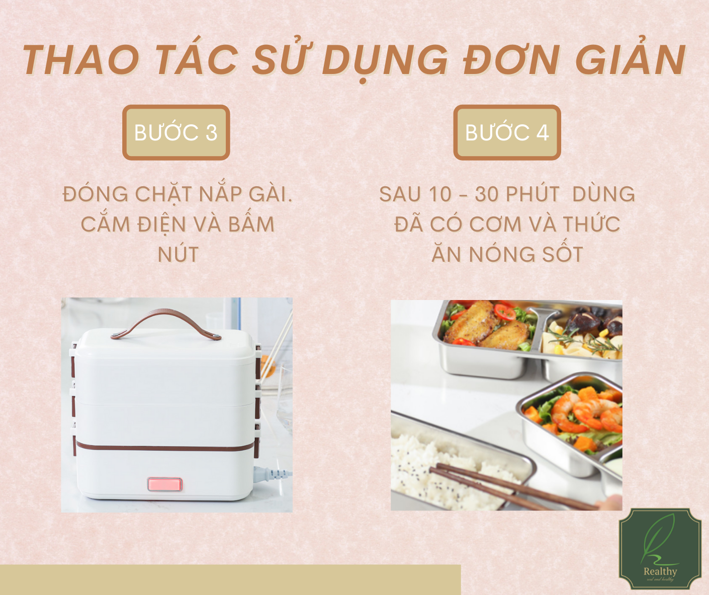Hộp cơm cắm điện văn phòng (màu trắng)