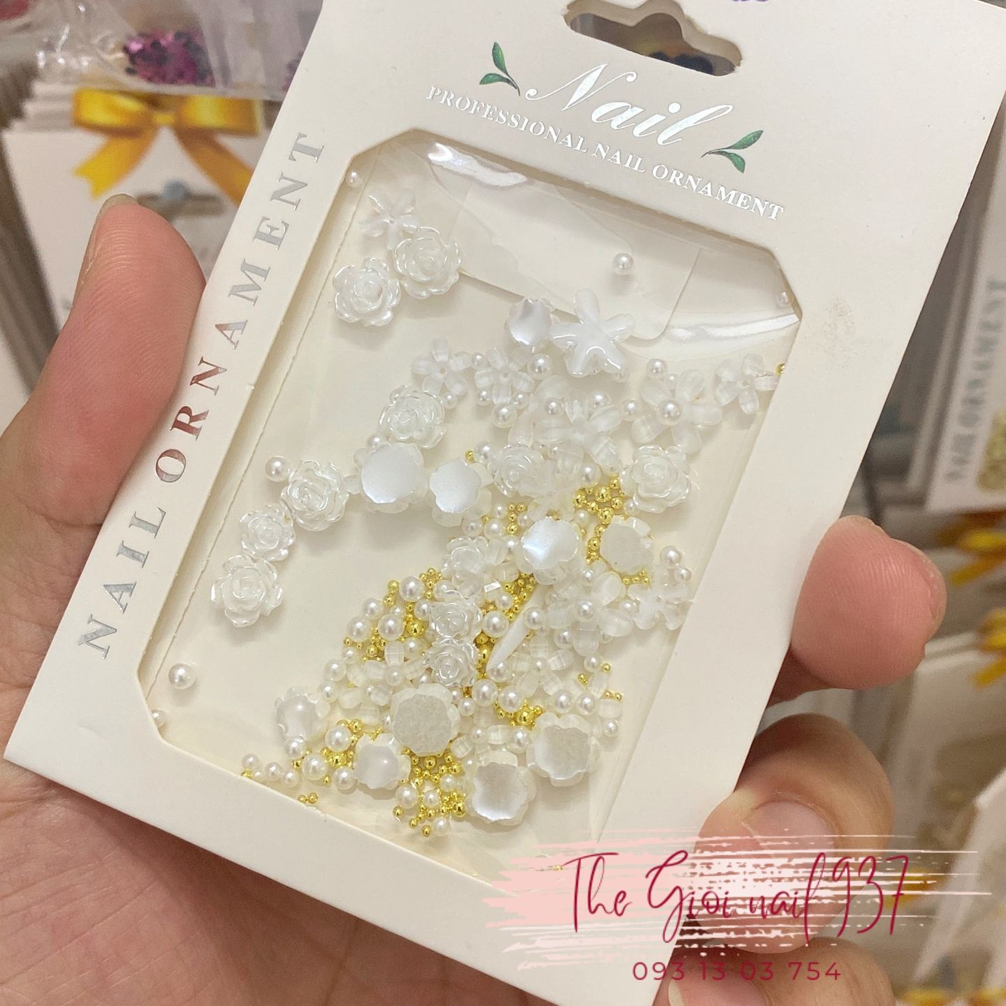 Charm Hoa hồng trắng đính móng - Trang Trí Nail