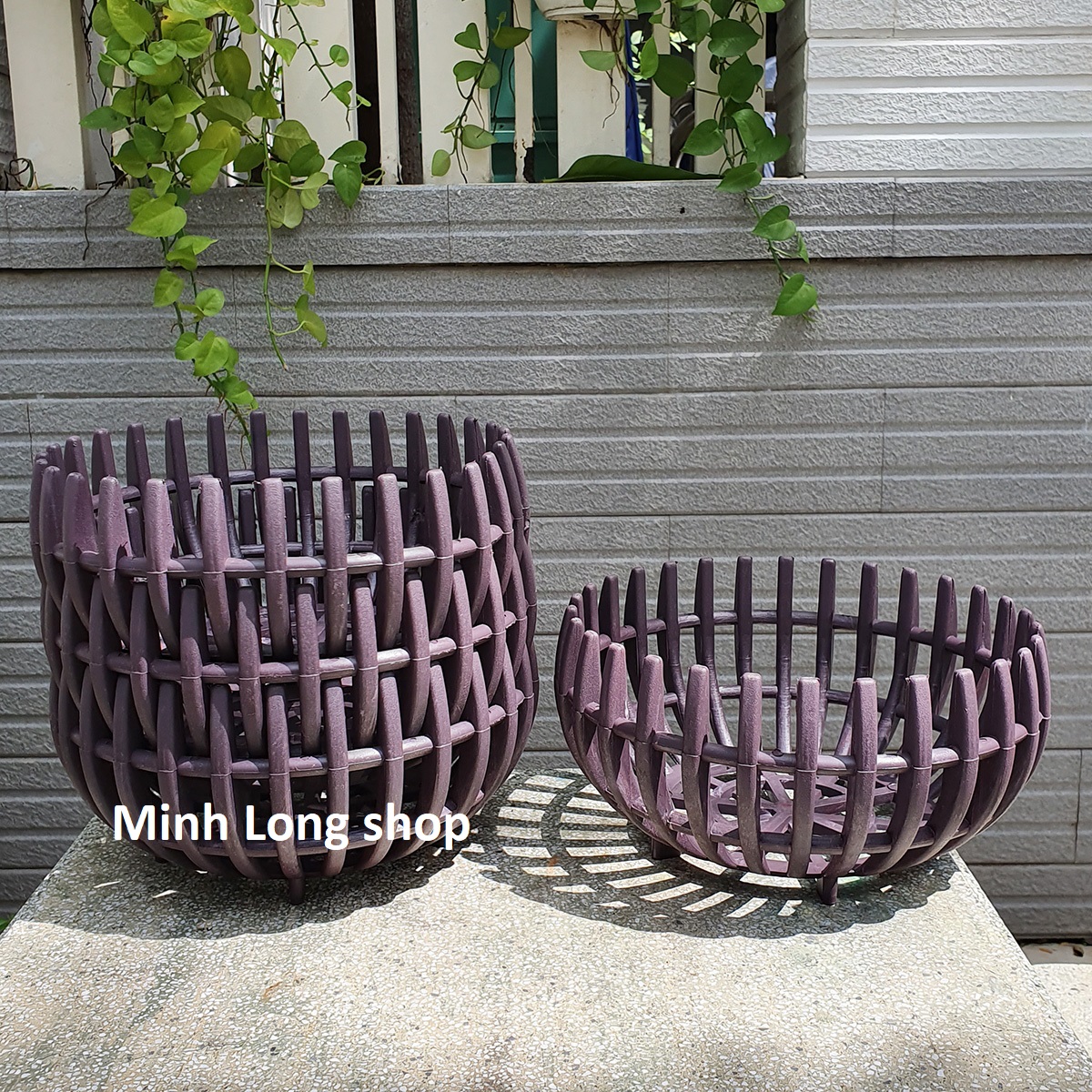 [HCM]Bộ 04 chậu trồng lan bầu nhựa dày giả gỗ lớn màu nâu 26x13cm