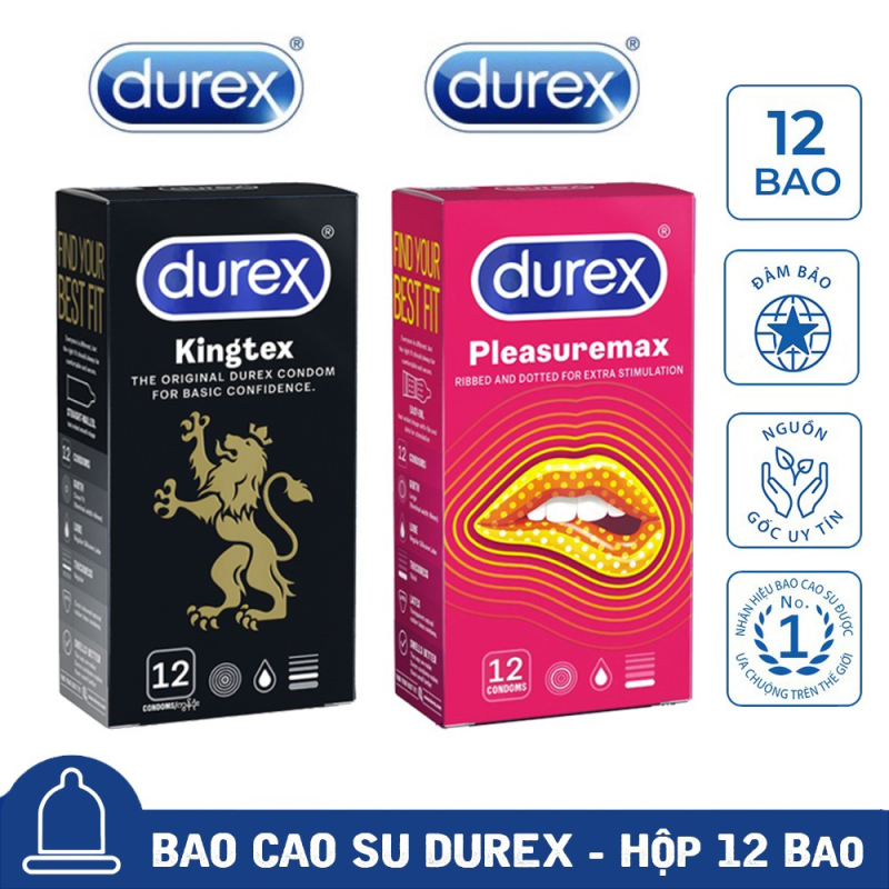 [Mua 1 tặng 1] Bao Cao Su Durex Kingtex size cỡ nhỏ + Bao cao su nam có gai Durex Pleasuremax tăng khoái cảm  CHE TÊN SẢN PHẨM nhập khẩu