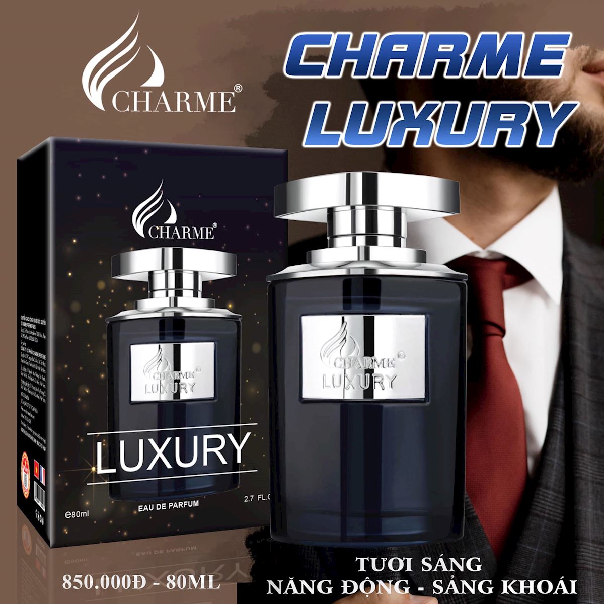 Nước Hoa Nam Cao Cấp Charme Luxury 80ml hương mát lạnh , thơm lâu