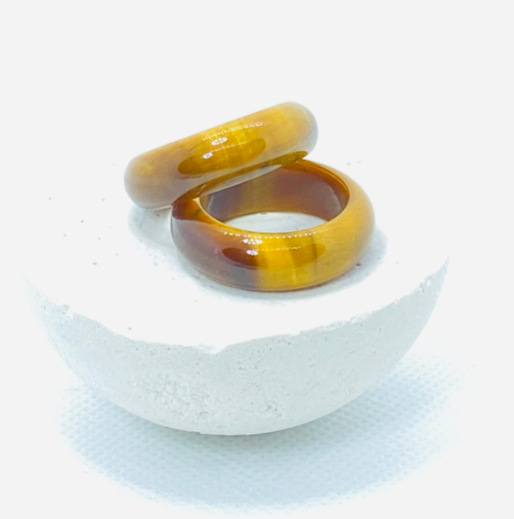 NHẪN TRƠN ĐÁ MẮT HỔ MẪU BẢN LỚN - ĐEO MAY MẮN.