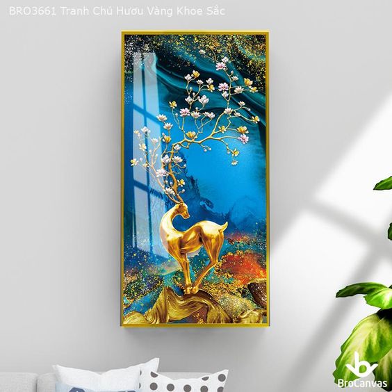 Tranh Dán Tủ Lạnh Chống Thấm Nước - Phù Hợp Mọi Loại Tủ Hươu Tài Lộc chất liệu cao cấp. Nhựa PVC độ bền cao không thấm nước - House Decor