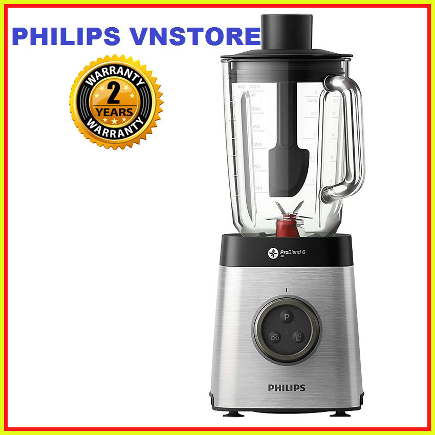 [HCM][Trả góp 0%]Máy xay sinh tố HR3652 1400 W ProBlend 6 3D Cối thủy tinh 2 L Xay mịn hơn 50%*