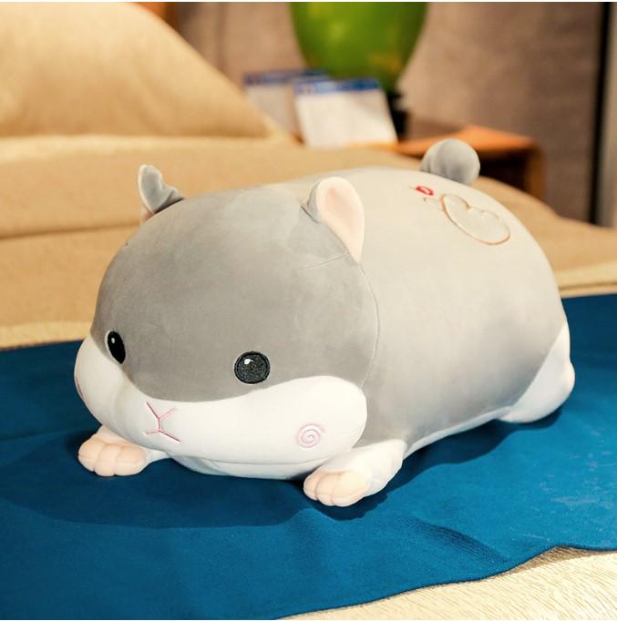 Thú Nhồi Bông Hình Chú Chuột Hamster Màu Xám Siêu Mịn 2 Size
