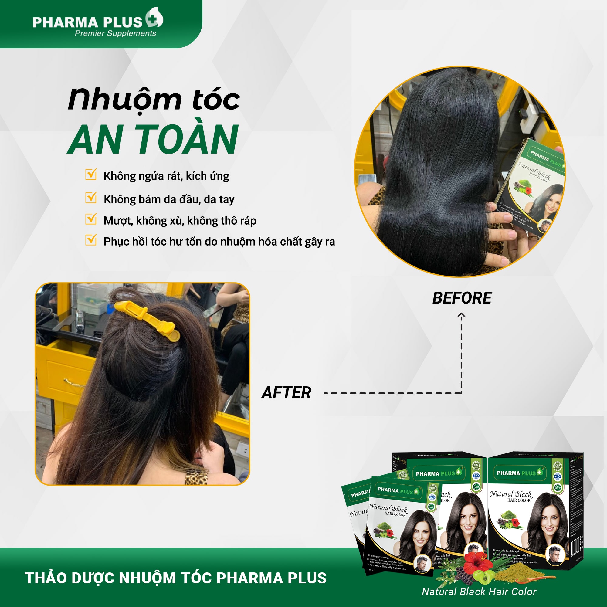Thảo dược nhuộm tóc phủ bạc đen [Nhập khẩu Ấn Độ] | Pharma Plus - Chính Hãng