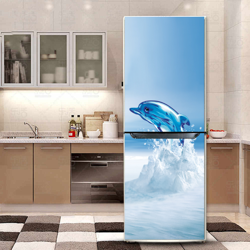 [HCM]Decal dán trang trí tủ lạnh-Cá Heo Nhảy