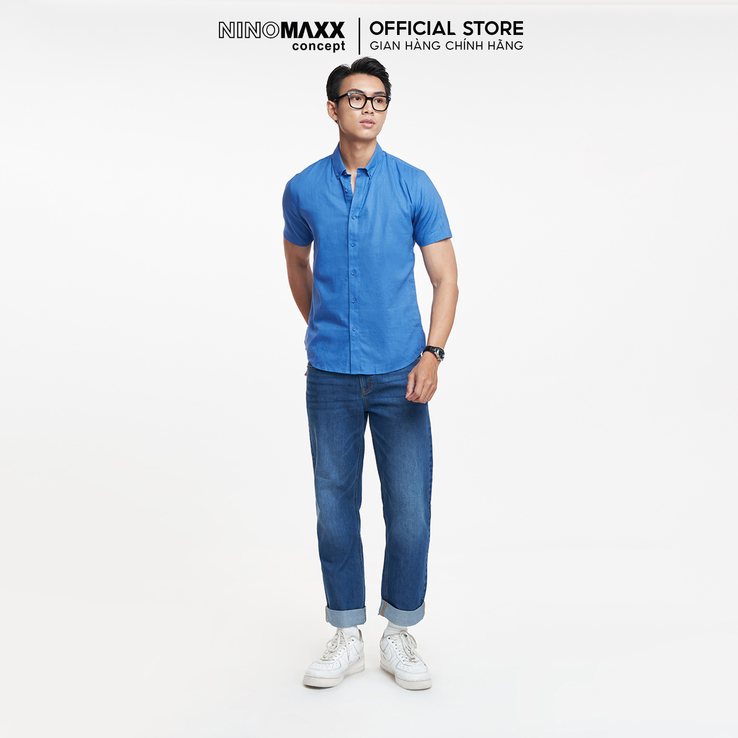 Limited Edition-ninomaxx men's linen basic short sleeve shirt 1912098