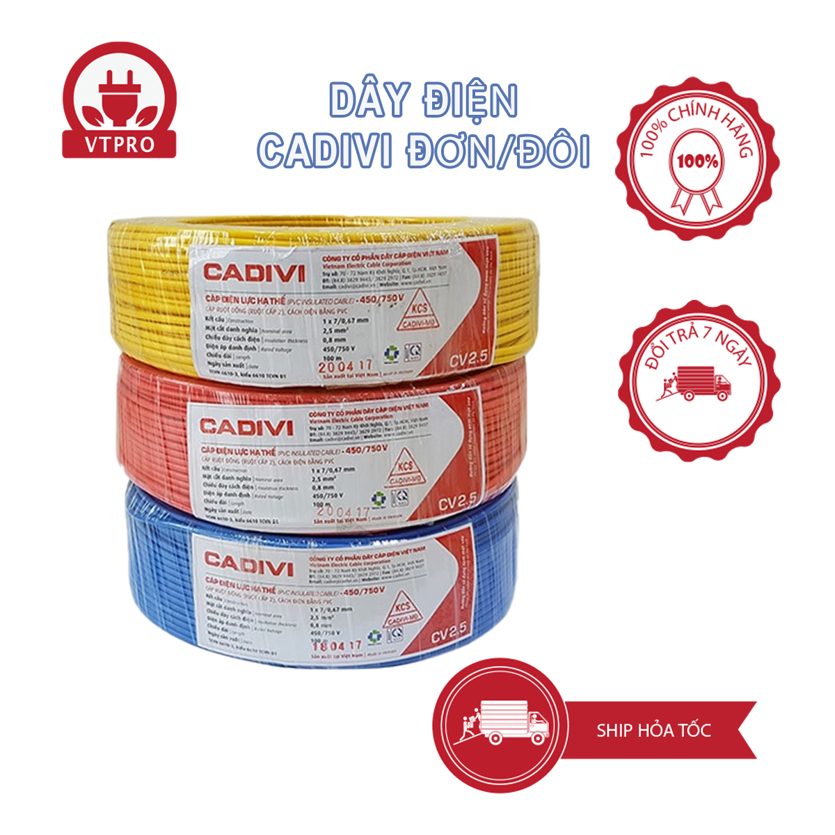 Dây điện đôi cadivi vcmd 2x0.5 - 2x1.0 - 2x1.5 mm, bán lẻ theo mét