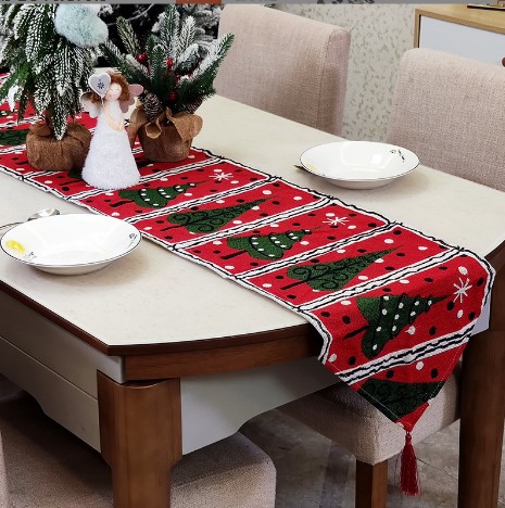Khăn trải bàn giữa hình cây thông Noel dài 1m8 trang trí bàn tiệc-table runner