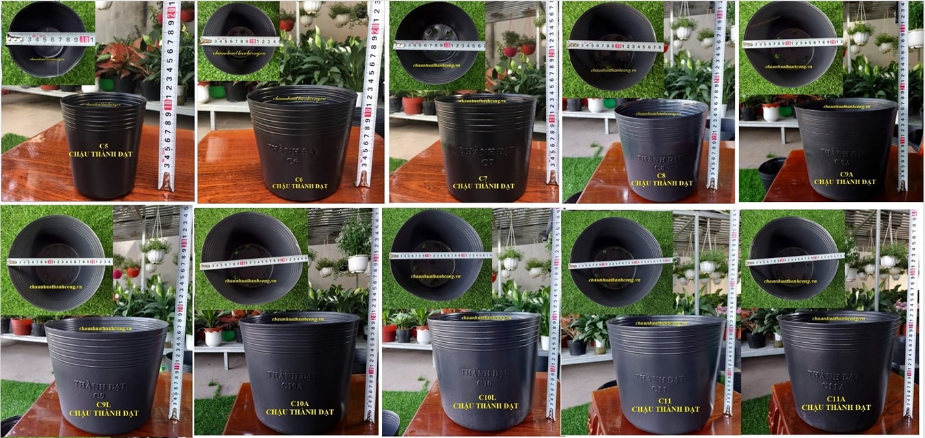 Chậu nhựa mềm đen thành đạt nhiều size ( bộ 10 chậu ) - VTNT1