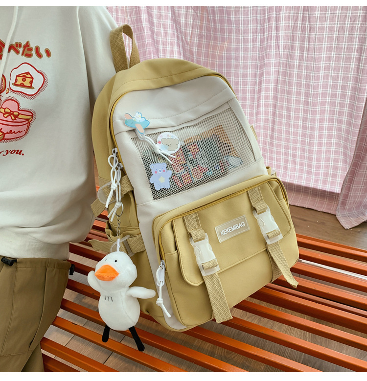 Balo ulzzang Hàn Quốc đi học học sinh sinh viên chống nước tặng sticker và móc gấu