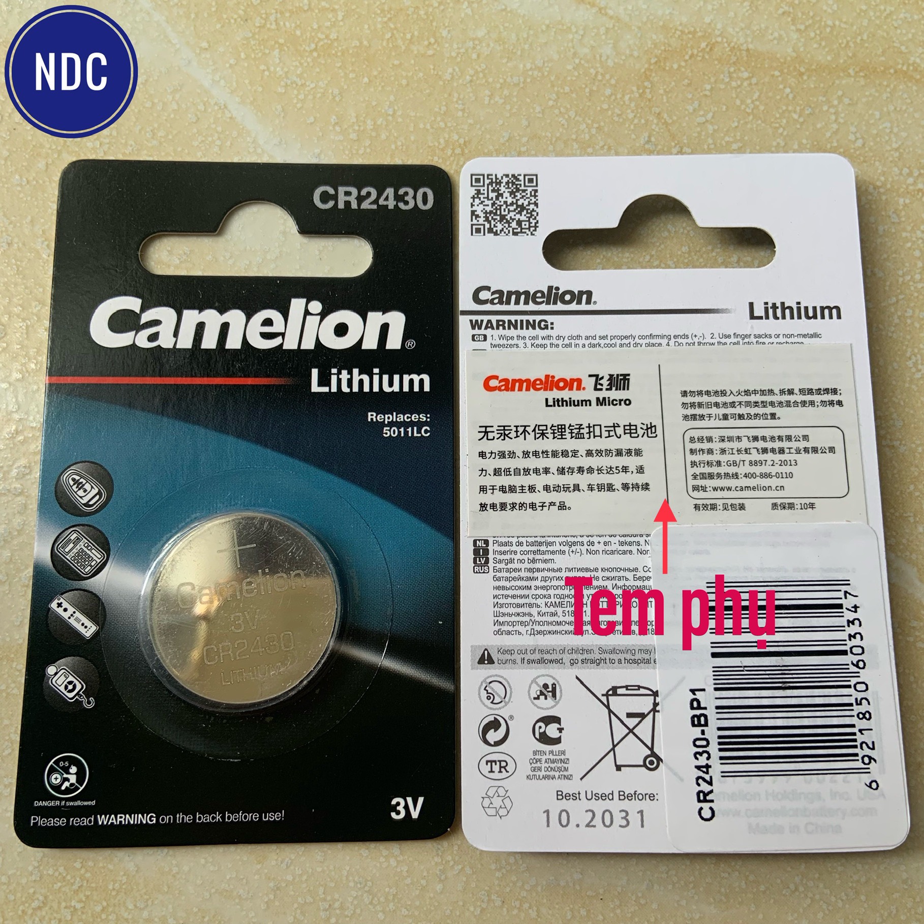 [HCM]Pin 3V Lithium Camelion (ChínhHãng-CóTemPhụ) CR2450, CR2430