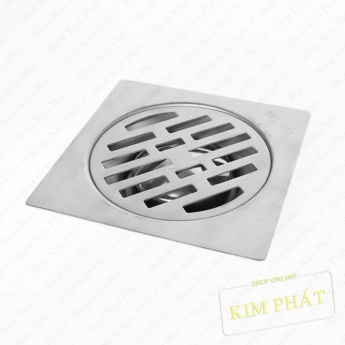 Hố ga thoát sàn Inox SUS 304, 15x15cm - Phi 90