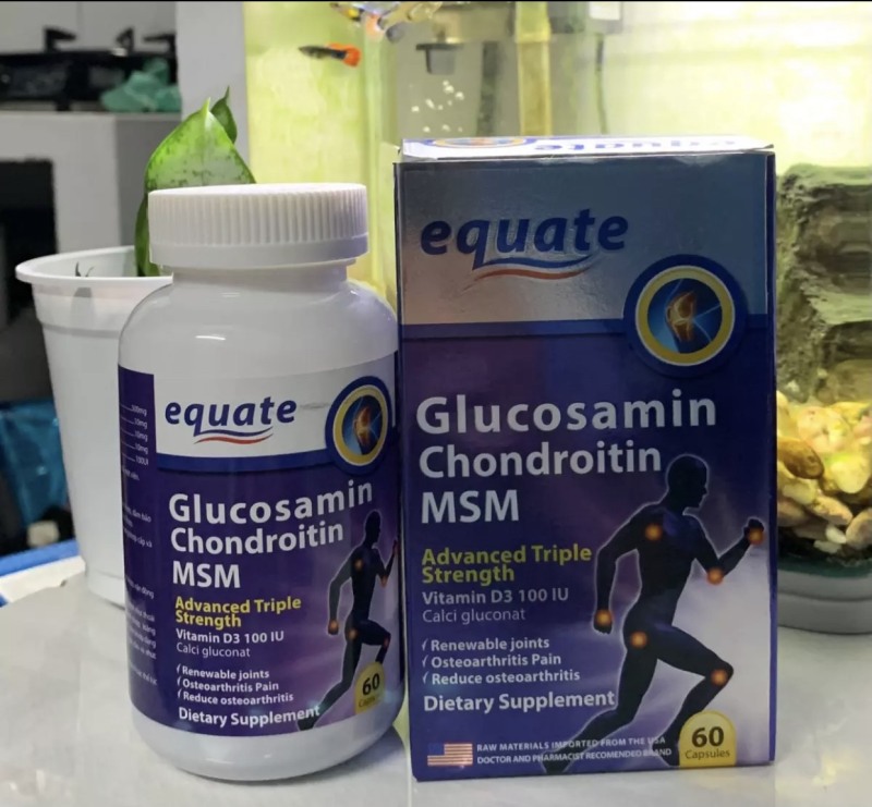 Viên Uống Bổ Xương Khớp Equate Glucosamin giảm đau nhức mỏi xương khớp tái tạo mô sụn tăng tiết dịch khớp - Hộp 60 viên nhập khẩu