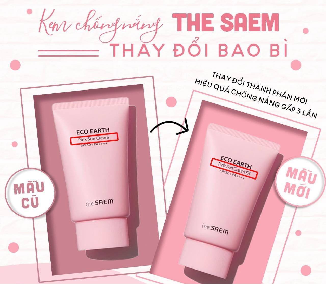 [HCM]Kem Chống Nắng The SAEM Eco Earth Power Pink Sun Cream SPF50+ PA++++ 50g Dành Cho Da Nhạy Cảm Kết Cấu Mỏng Nhẹ Không Gây Nhờn Rít