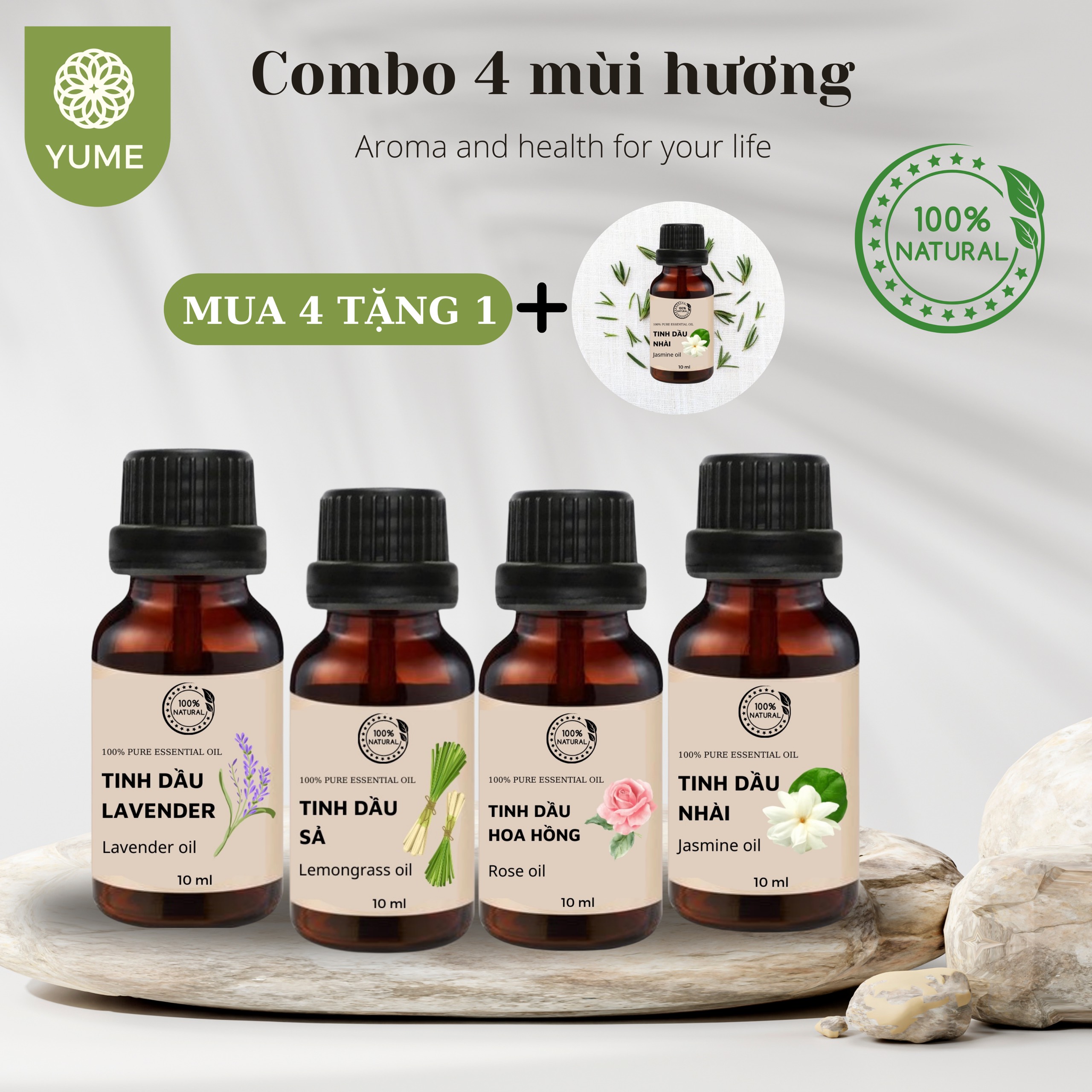 [HCM] MUA 4 TẶNG 1 CHAI TINH DẦU THIÊN NHIÊN , TINH DẦU MÁY XÔNG , CHAI 10ML , THƠM DỊU NHẸ , VÀ ĐUỔI MUỖI