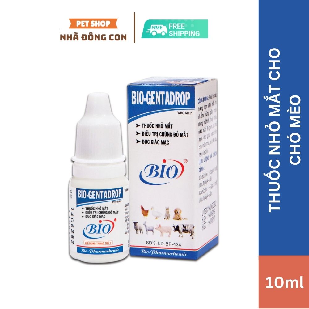 Dung Dịch Nhỏ Mắt Cho Chó Mèo Bio Genta Drop 10ml
