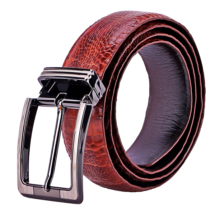 Brown assorted ostrich leather men's belt