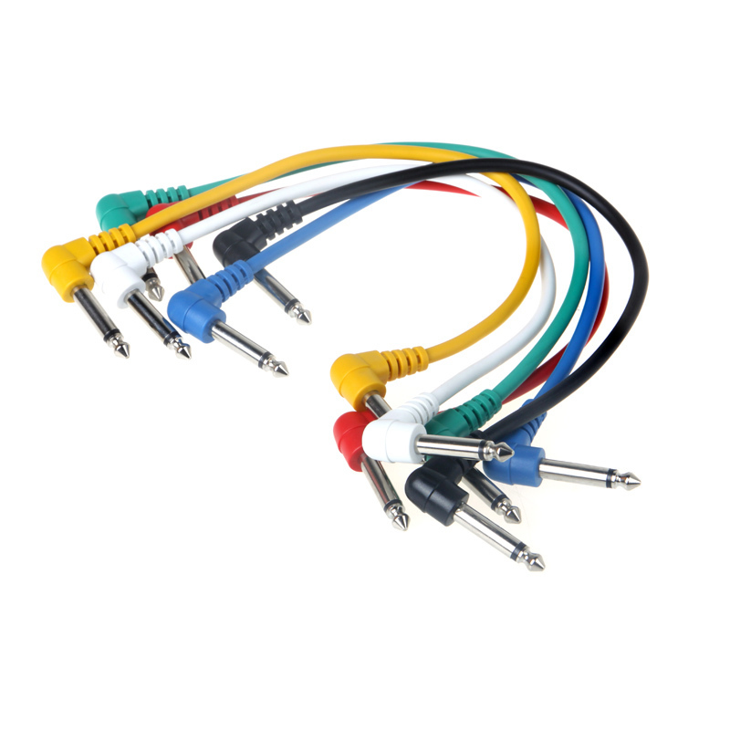 Set of 6pcs Colorful Guitar Patch Cables Angled for Guitar Effect Pedals