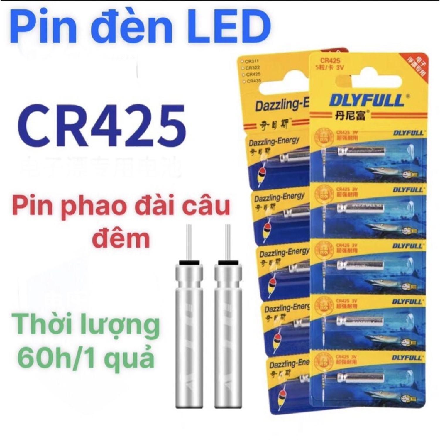 PIN PHAO ĐÈN BAN ĐÊM CR425 cho câu đài
