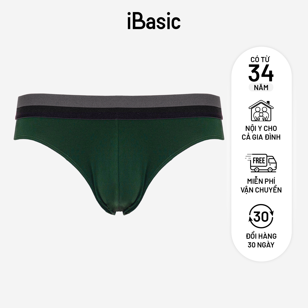 Combo 3 men's 3 PCs cotton elastic briefs ibasic brief shorts panm006