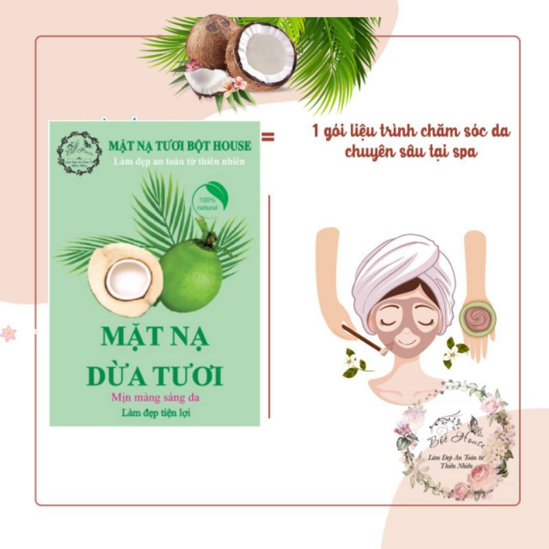 (COMBO 10) MẶT NẠ DỪA TƯƠI HANDMADE GIÚP DA CĂNG BÓNG NHÀ BỘT