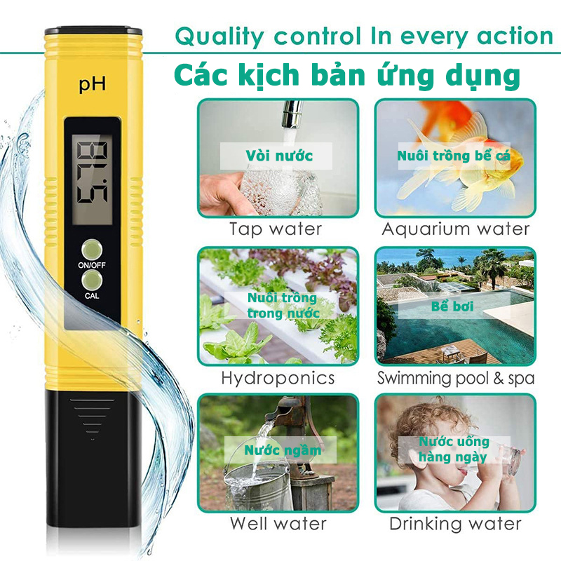 Bút Đo Độ pH, Máy Đo Độ pH Có Nút Chỉnh,Bút Đo PH-02 Kỹ Thuật Số LCD(đã được hiệu chuẩn)