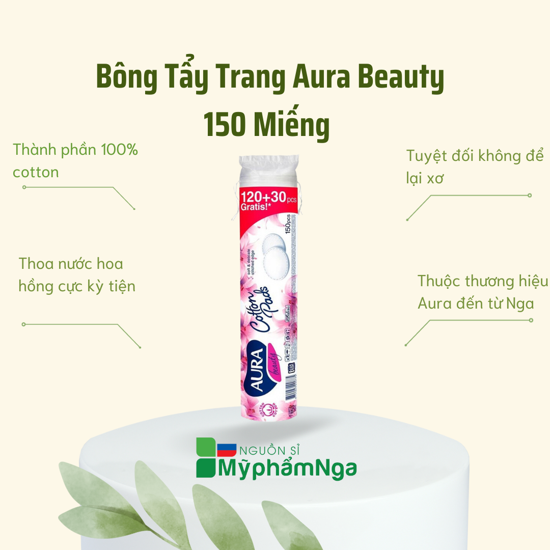 Bông Tẩy Trang Aura Beauty 150 Miếng
