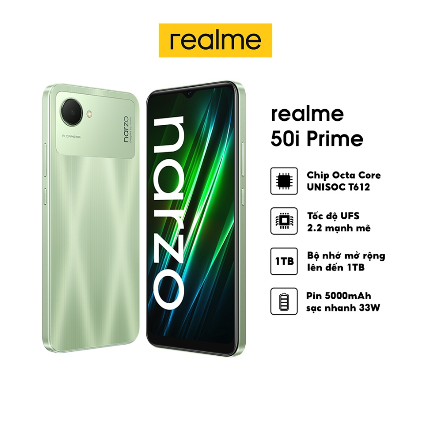 Điện thoại Realme Narzo 50i Prime 3GB 32GB Hàng Chính Hãng, Mới 100%