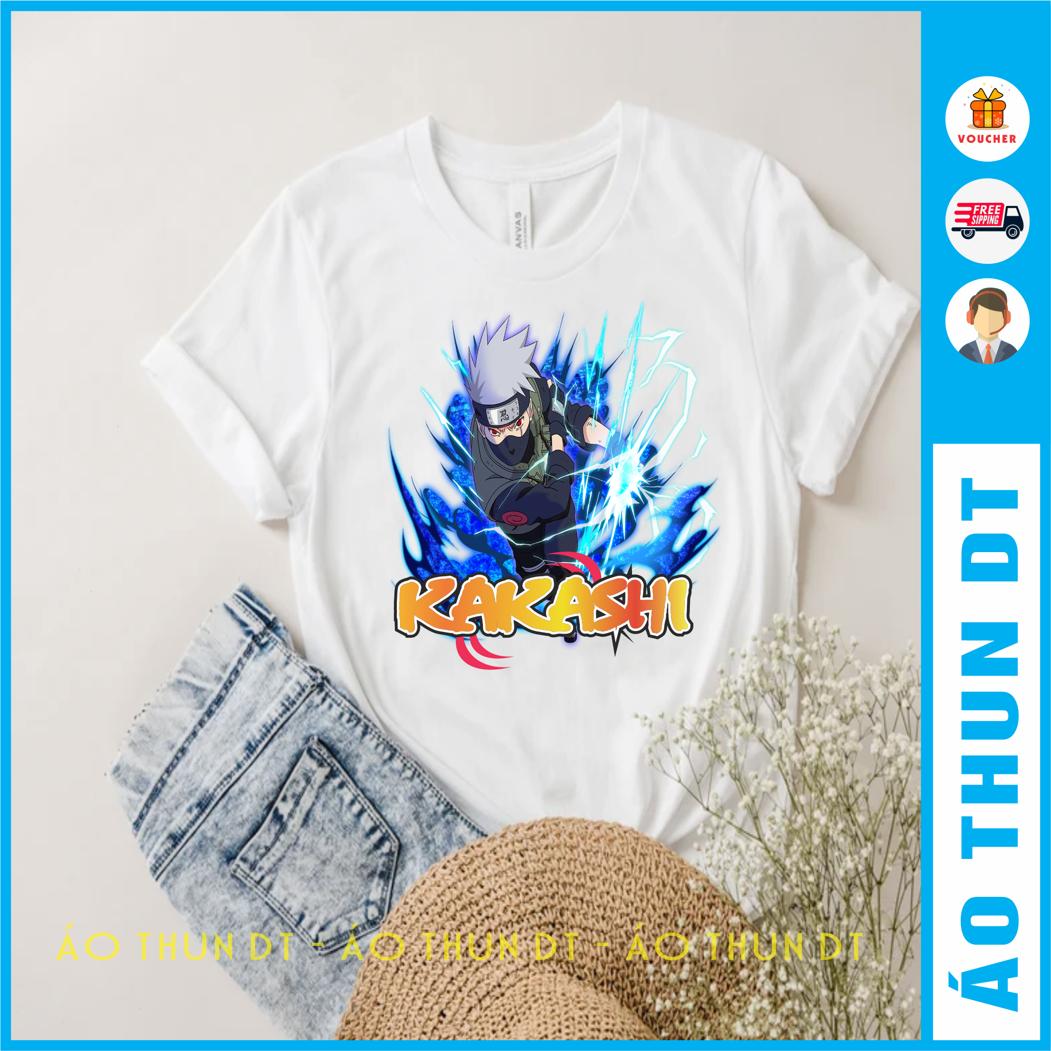 Áo thun in hình Kakashi - Naruto