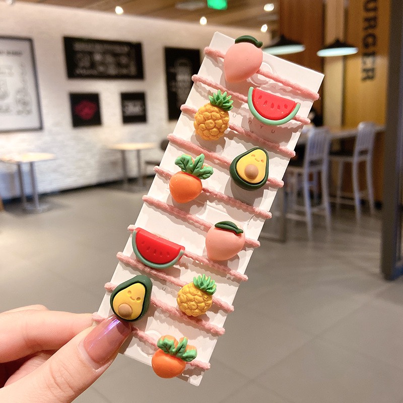 Sét 10 dây cột tóc nhiều họa tiết siêu đáng yêu cho bé