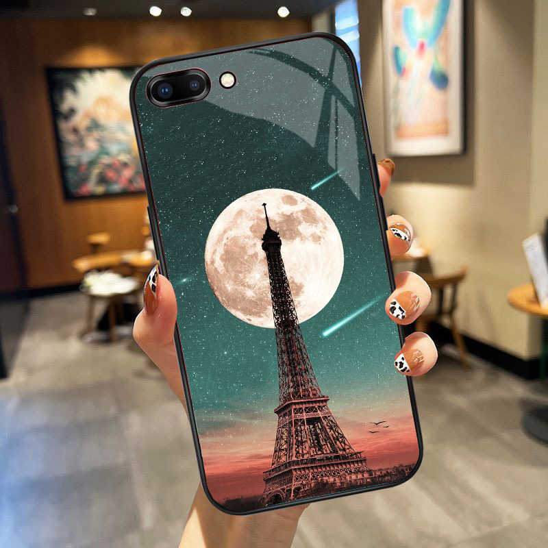 Ốp Lưng OPPO A3s, A12E, A5, REALME C1 mặt kính cường lực cao cấp, ốp đôi