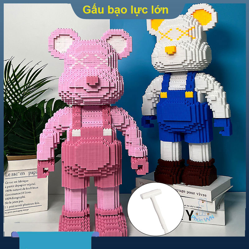 Đồ chơi mô hình lắp ráp LEGO Bearbrick Gấu bạo lực Cỡ Lớn 3D dễ thương Mẫu Mới Làm Quà Sinh Nhật Cho Người Lớn