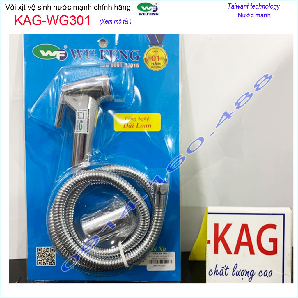 Vòi xịt Wufeng KAG-WG301 Vòi xịt vệ sinh nhà tắm dây xoắn nhuễn ty đồng siêu bền sử dụng tốt
