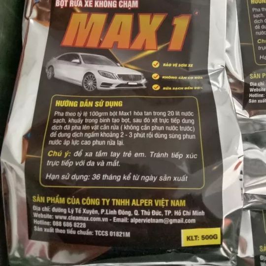 Bột tuyết rửa xe Max1 gói (0.5kg) gói dùng thử.